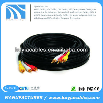 50FT Composite 3 RCA Cable AV Male Video Audio Triple 3-RCA Cord DVD VCR 15m